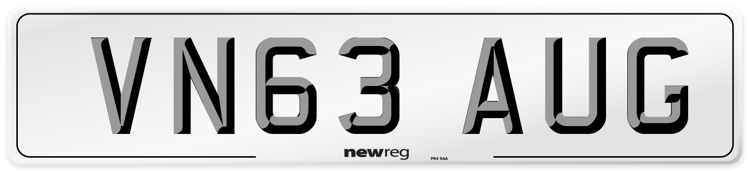 VN63 AUG Number Plate from New Reg